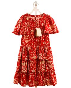 DOEN  RED  FLORAL  DRESS WITH RUFFLE