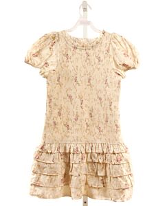 LOVESHACKFANCY  IVORY  FLORAL SMOCKED DRESS WITH RUFFLE