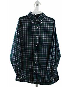 BELLA BLISS  FOREST GREEN FLANNEL PLAID  DRESS SHIRT