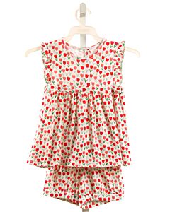 EYELET & IVY  RED  FLORAL  2-PIECE OUTFIT WITH PICOT STITCHING