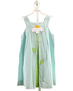 FLORENCE EISEMAN  AQUA SEERSUCKER FLORAL APPLIQUED DRESS