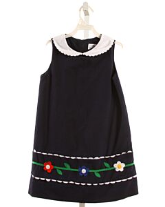 FLORENCE EISEMAN  NAVY PIQUE FLORAL APPLIQUED DRESS