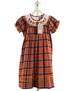 LIL CACTUS  ORANGE  PLAID SMOCKED DRESS