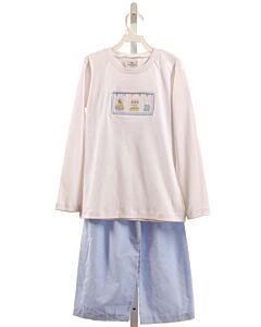 STITCHY FISH  WHITE   SMOCKED 2-PIECE OUTFIT
