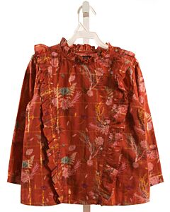 VELVETEEN  RED  WINDOWPANE  DRESS SHIRT WITH RUFFLE