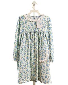 EYELET & IVY  BLUE  FLORAL  KNIT DRESS WITH EYELET TRIM