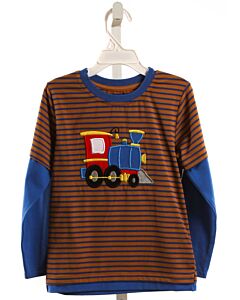 BE MINE  BROWN  STRIPED APPLIQUED KNIT LS SHIRT