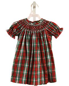 CLASSIC WHIMSY  RED  PLAID SMOCKED DRESS
