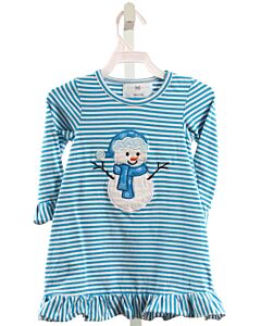 CITY BEAUTIFUL CHILDREN'S BOUTIQUE  BLUE  STRIPED APPLIQUED KNIT DRESS