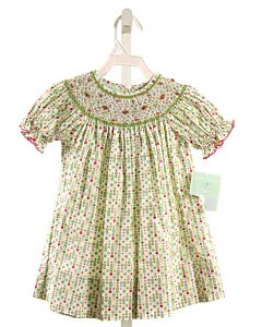 PETITE PALACE  GREEN  POLKA DOT SMOCKED DRESS