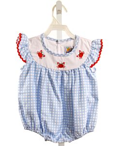 LITTLE SOUTHERN   BLUE  WINDOWPANE EMBROIDERED BUBBLE