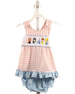 ABBY & EVIE  LT PINK  GINGHAM EMBROIDERED 2-PIECE OUTFIT