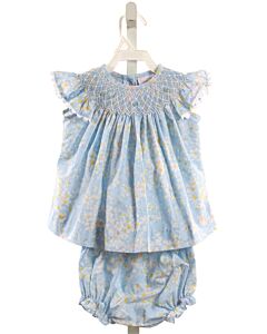 STITCHY FISH  LT BLUE  FLORAL SMOCKED 2-PIECE OUTFIT WITH RIC RAC