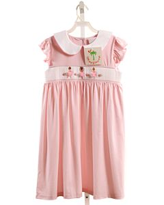 SHRIMP & GRITS  LT PINK  POLKA DOT SMOCKED KNIT DRESS WITH PICOT STITCHING