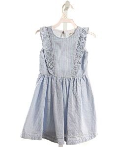 HOPE & HENRY  BLUE SEERSUCKER STRIPED  DRESS WITH RUFFLE