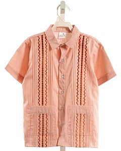 SIX HONEYBEES  ORANGE  STRIPED EMBROIDERED DRESS SHIRT