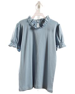 THE YELLOW LAMB  BLUE    KNIT SS SHIRT WITH RUFFLE