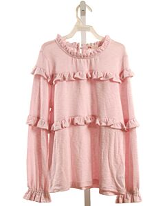 CREWCUTS PINK KNIT LS SHIRT WITH RUFFLE