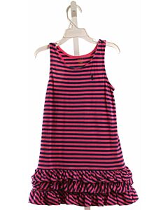 POLO BY RALPH LAUREN  HOT PINK  STRIPED  KNIT DRESS WITH RUFFLE