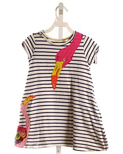 MINI BODEN NAVY STRIPED APPLIQUED KNIT DRESS