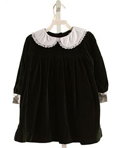 GRACE & JAMES  GREEN VELVET   PARTY DRESS WITH LACE TRIM