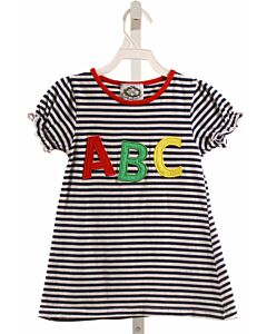 SMOCKED THREADS CECIL & LOU  NAVY  STRIPED APPLIQUED KNIT DRESS