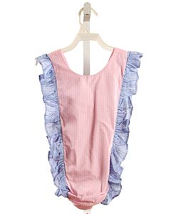SMOCKED THREADS CECIL & LOU  PINK  GINGHAM  BUBBLE WITH RUFFLE