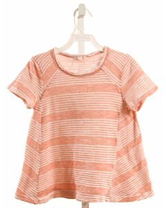 HAYDEN GIRLS  PINK KNIT STRIPED  KNIT SS SHIRT
