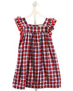 CLASSIC WHIMSY  RED SEERSUCKER PLAID  DRESS