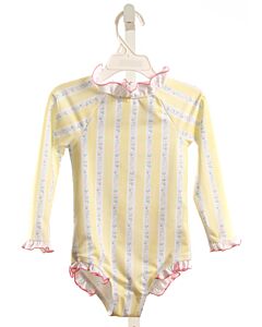 EDGEHILL COLLECTION  YELLOW  FLORAL  1-PIECE SWIMSUIT WITH RUFFLE