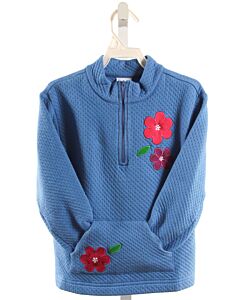 FLORENCE EISEMAN  BLUE  FLORAL APPLIQUED PULLOVER