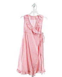 RED BEANS  PINK  GINGHAM  DRESS WITH RUFFLE