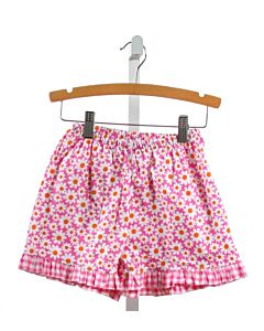 RED BEANS  HOT PINK  FLORAL  SHORTS WITH RUFFLE