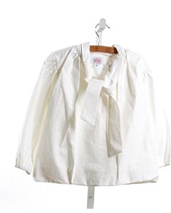 RED BEANS  WHITE  CLOTH LS SHIRT WITH BUBBLE HEM