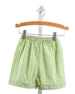 RED BEANS  GREEN  GINGHAM  SHORTS