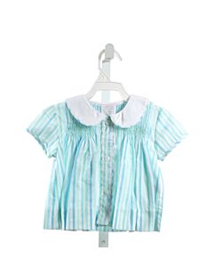 ALICE KATHLEEN  AQUA  STRIPED SMOCKED CLOTH SS SHIRT