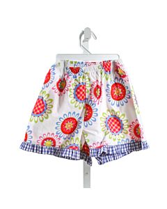 RED BEANS  WHITE  FLORAL  SHORTS WITH RUFFLE