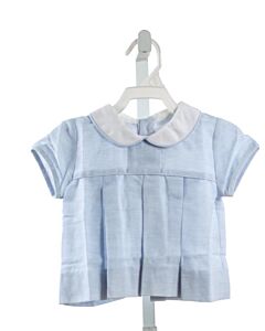 ALICE KATHLEEN  LT BLUE  MICROCHECK SMOCKED CLOTH SS SHIRT