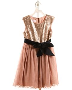 BONNIE JEAN  LT PINK TULLE  SEQUINED PARTY DRESS WITH BOW