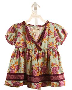 MATILDA JANE  PURPLE  FLORAL  SHIRT-SS WITH RUFFLE