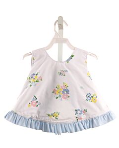 THE BEAUFORT BONNET COMPANY  LT BLUE  FLORAL  SLEEVELESS SHIRT WITH RUFFLE