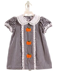 POSH PICKLE  NAVY  GINGHAM EMBROIDERED DRESS WITH EYELET TRIM