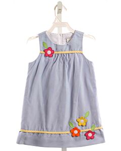 FLORENCE EISEMAN  BLUE  STRIPED APPLIQUED DRESS