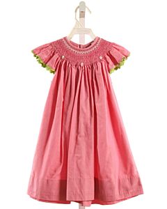 REMEMBER NGUYEN  HOT PINK  MICROCHECK SMOCKED DRESS WITH RIC RAC