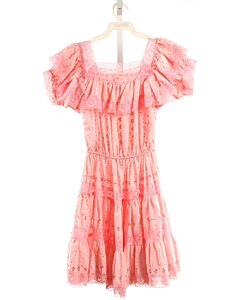 NO TAG  PINK EYELET   PARTY DRESS WITH LACE TRIM