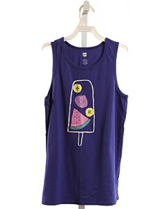 TEA  BLUE   PRINTED DESIGN KNIT TANK