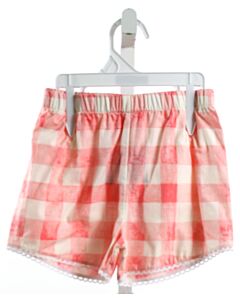 SET BY LULLABY SET  PINK  CHECK  SHORTS WITH EYELET TRIM