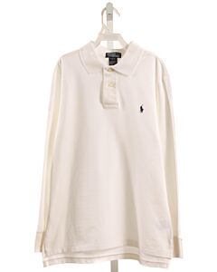 POLO BY RALPH LAUREN  WHITE PIQUE   KNIT LS SHIRT