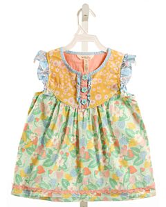 MATILDA JANE  MULTI-COLOR  FLORAL  SLEEVELESS SHIRT WITH RUFFLE