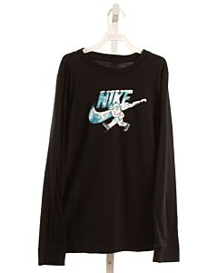 NIKE  BLACK   PRINTED DESIGN KNIT LS SHIRT